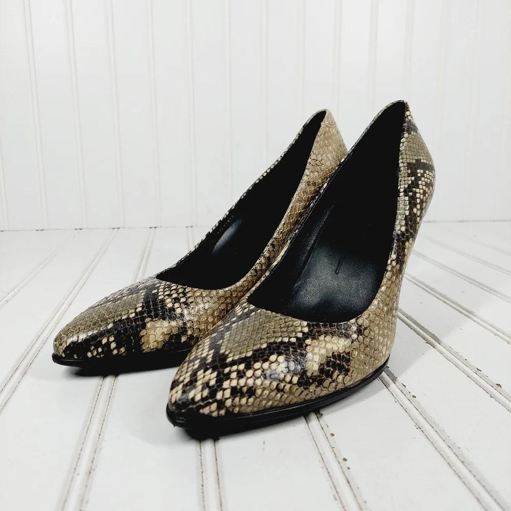 Ecco Snake Print Pointed Toe Slip On Heels Pumps i607 - Picture 2 of 10